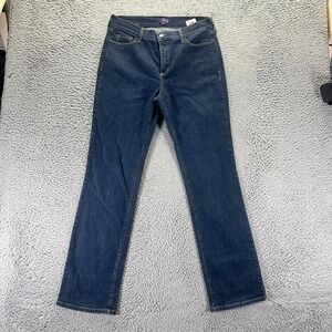Vintage NYDJ Jeans Womens 12 Blue Cotton Denim Straight Leg Workwear Stretch USA